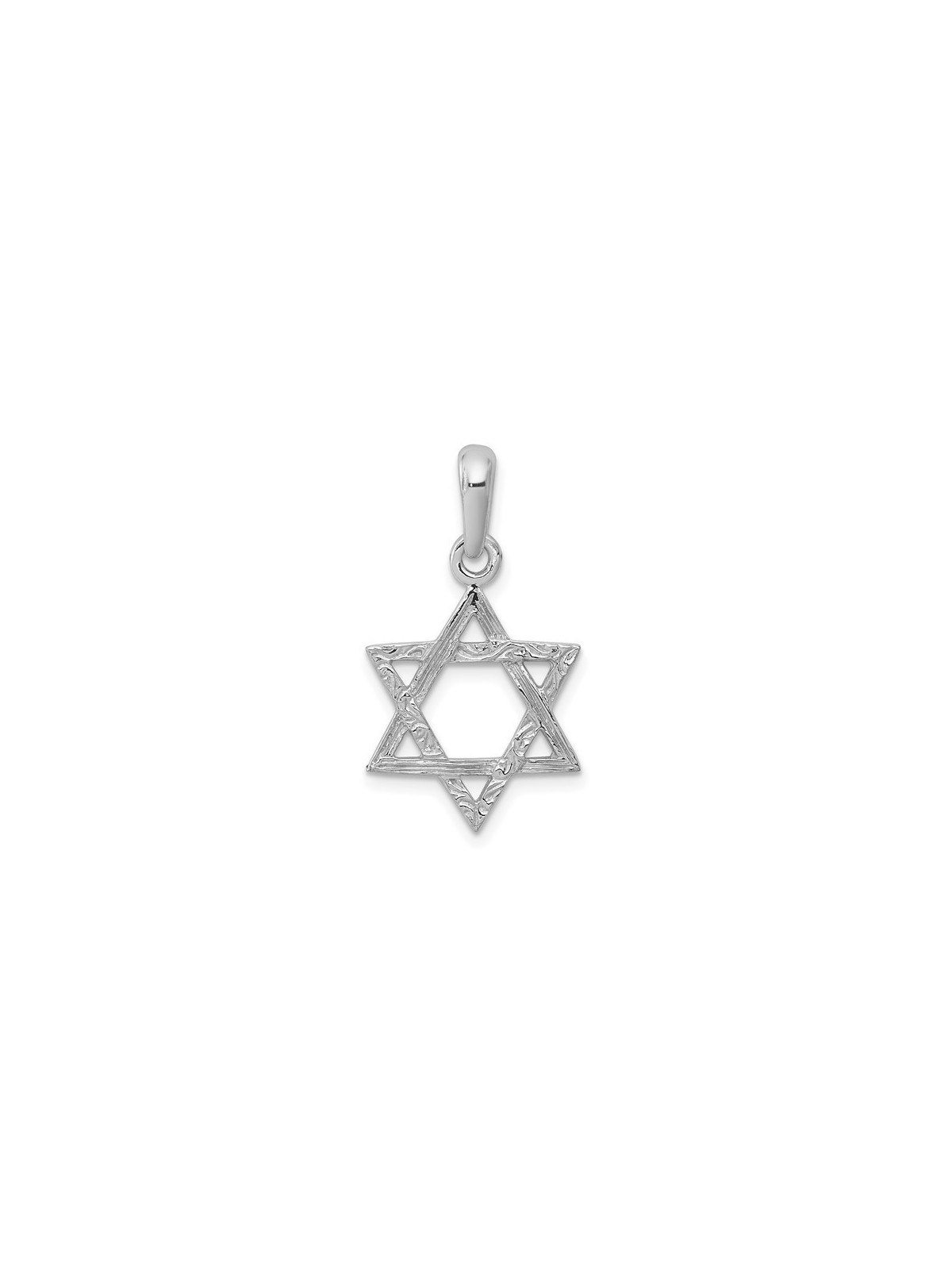 14k White Gold Dual Textured Star of David Pendant | Jewelry | Judaica