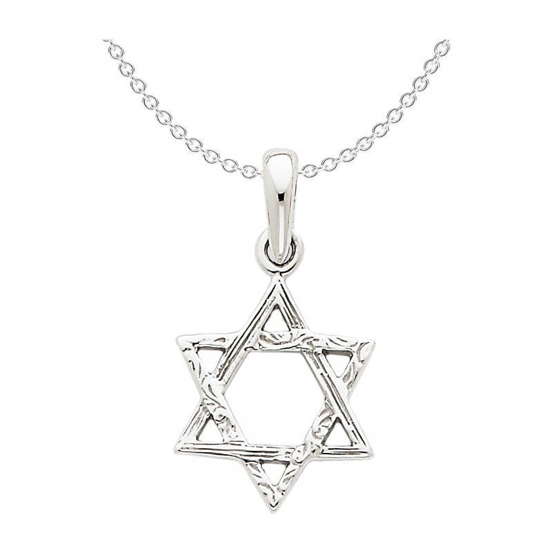 14k White Gold Dual Textured Star of David Pendant | Jewelry | Judaica