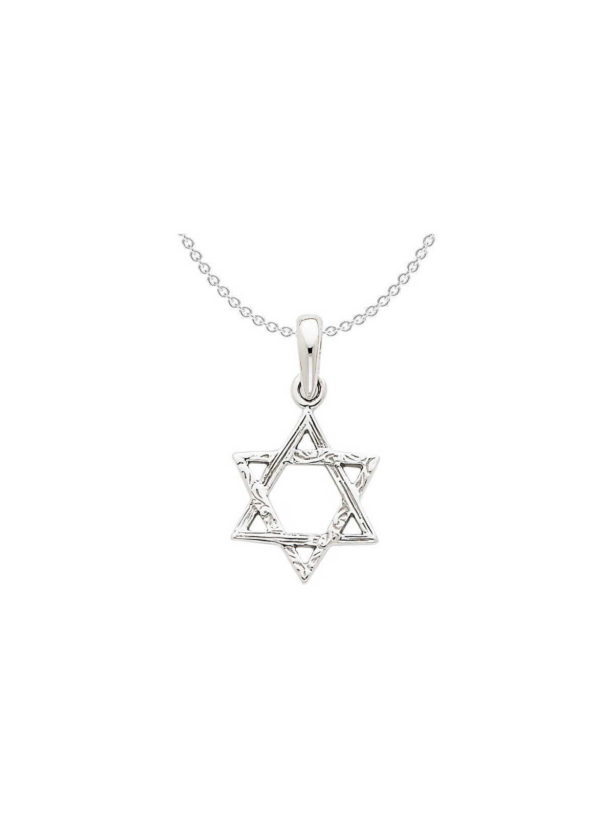 14k White Gold Dual Textured Star of David Pendant | Jewelry | Judaica