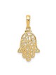 14k Yellow Gold Filigree Hamsa Chai Pendant | Jewelry | Judaica