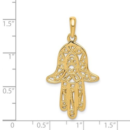 14k Yellow Gold Elongated Hamsa Pendant | Jewelry | Judaica