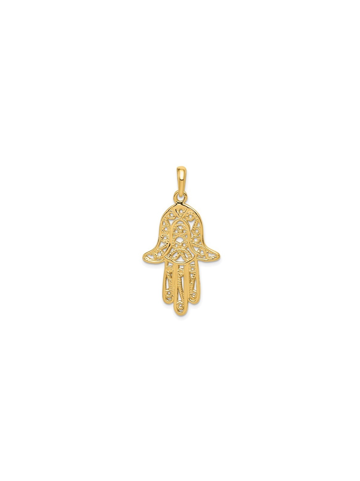 14k Yellow Gold Elongated Hamsa Pendant | Jewelry | Judaica