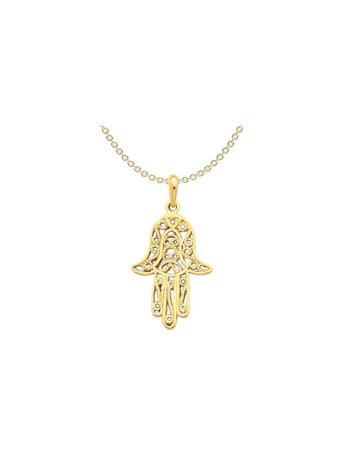 14k Yellow Gold Elongated Hamsa Pendant | Jewelry | Judaica