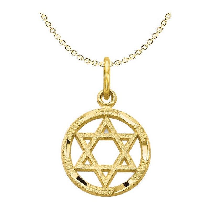 10k Yellow Gold Dual-Textured Star of David Circle | Jewelry | Judaica