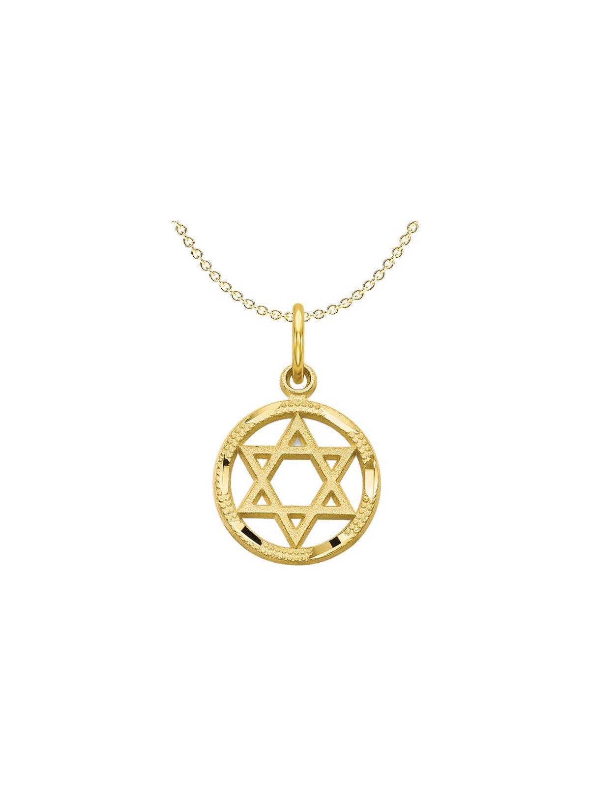 10k Yellow Gold Dual-Textured Star of David Circle | Jewelry | Judaica