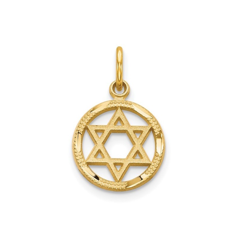 10k Yellow Gold Dual-Textured Star of David Circle | Jewelry | Judaica
