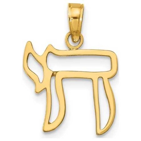 14k Yellow Gold Chai Cut-Out Pendant | Jewelry | Judaica