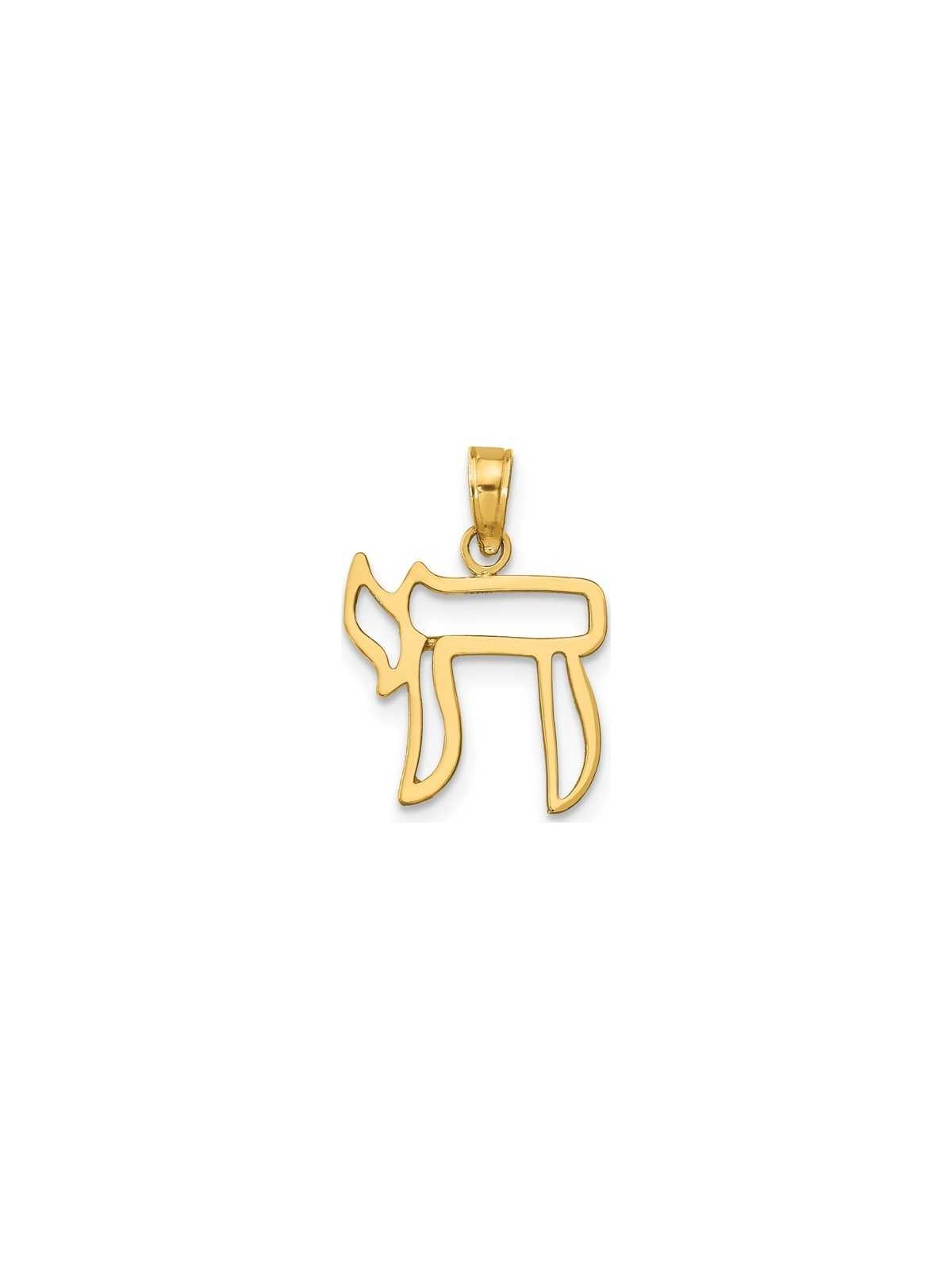 14k Yellow Gold Chai Cut-Out Pendant | Jewelry | Judaica
