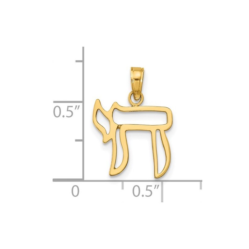 14k Yellow Gold Chai Cut-Out Pendant | Jewelry | Judaica