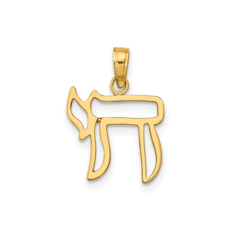 14k Yellow Gold Chai Cut-Out Pendant | Jewelry | Judaica