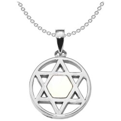 Sterling Silver Rhodium-Plated Mother of Pearl Sta | Jewelry | Judaica
