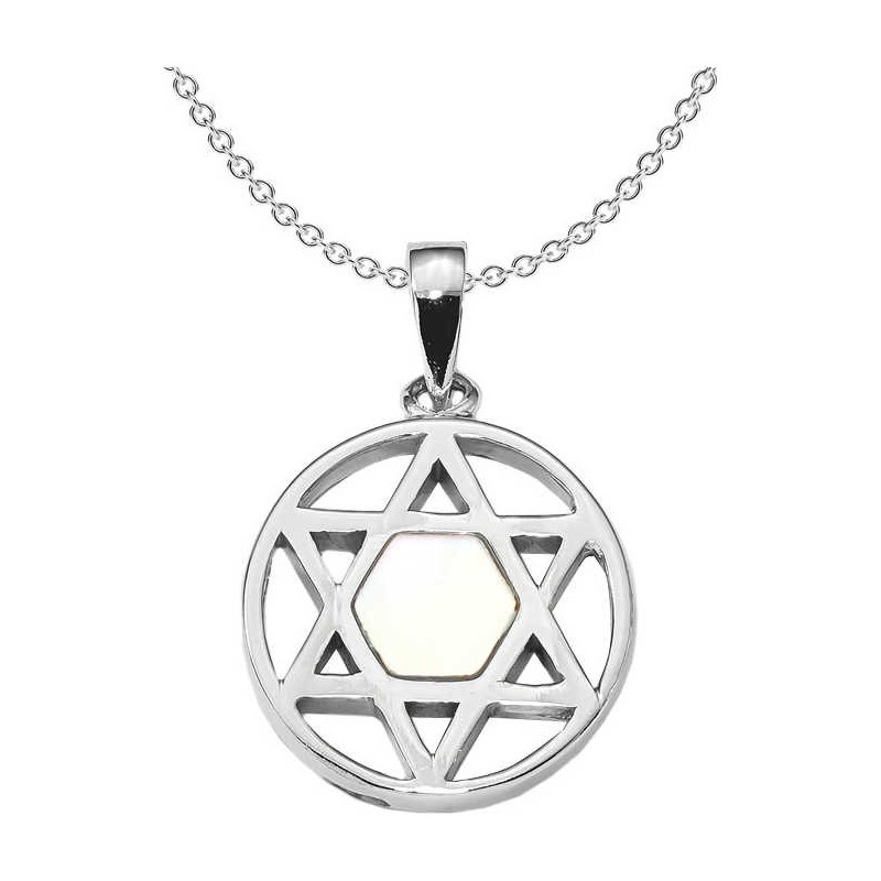 Sterling Silver Rhodium-Plated Mother of Pearl Sta | Jewelry | Judaica