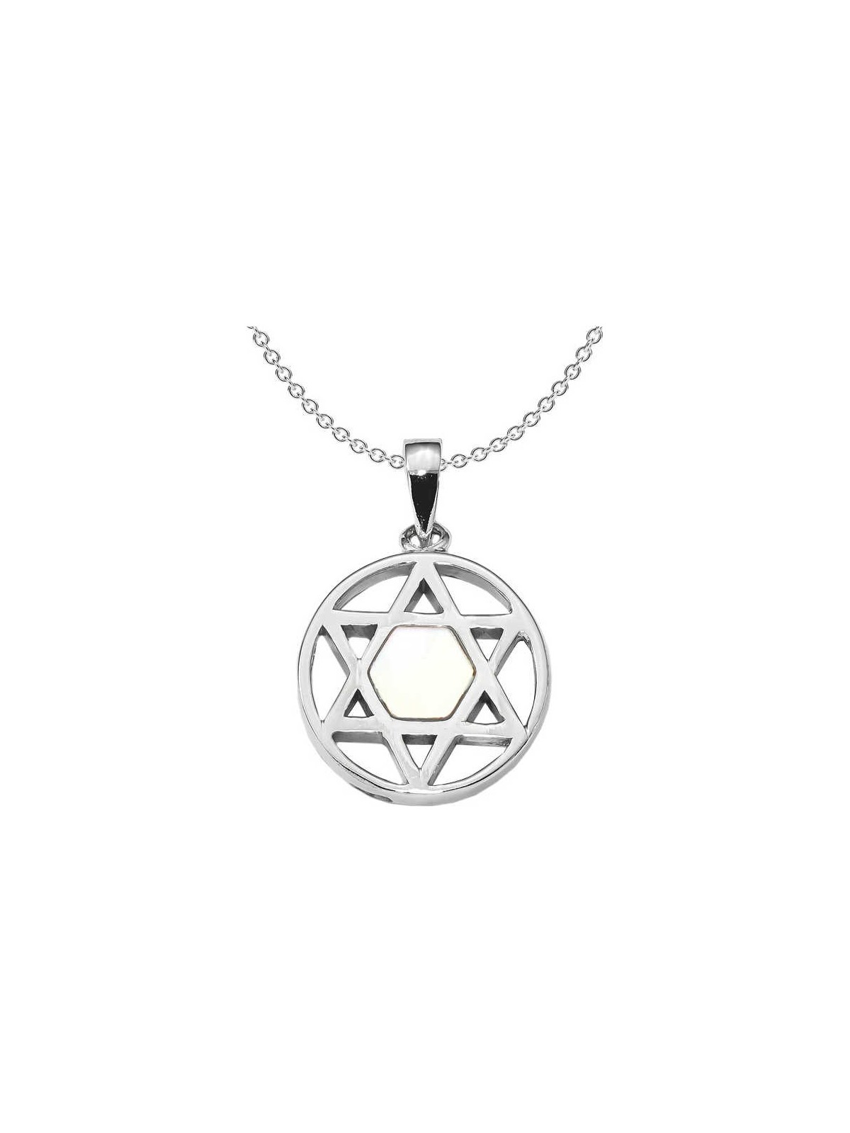 Sterling Silver Rhodium-Plated Mother of Pearl Sta | Jewelry | Judaica