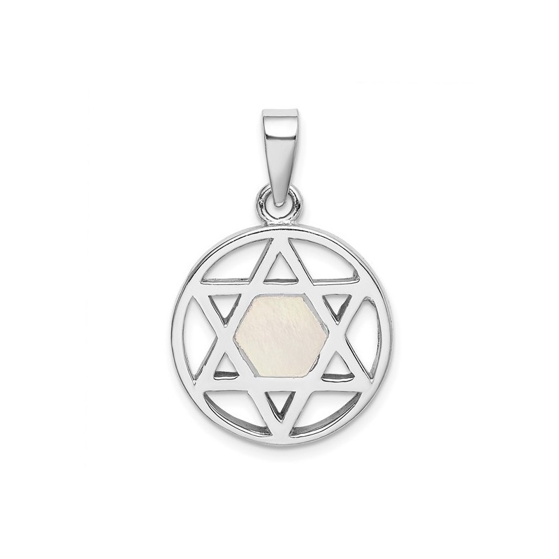 Sterling Silver Rhodium-Plated Mother of Pearl Sta | Jewelry | Judaica