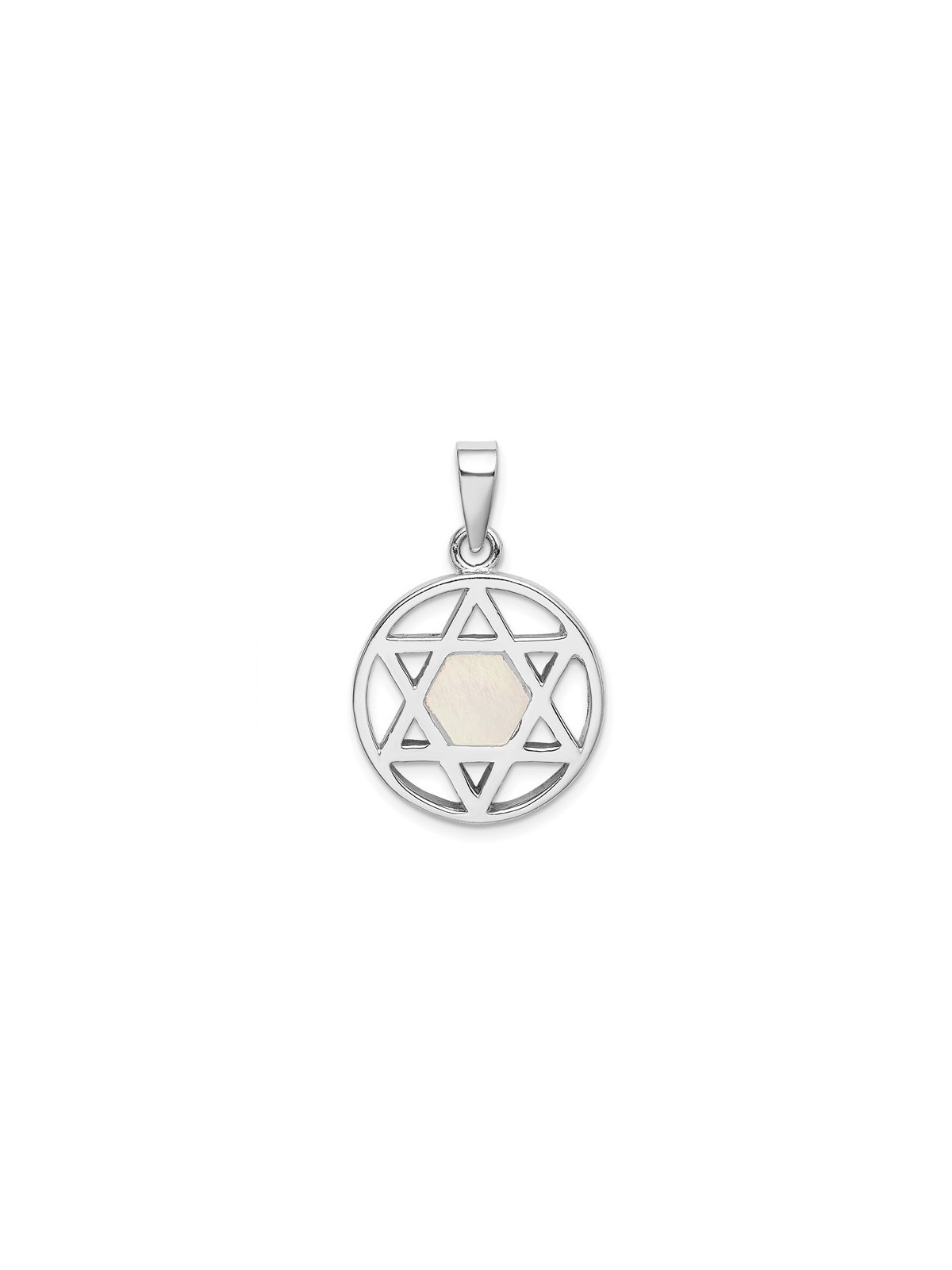 Sterling Silver Rhodium-Plated Mother of Pearl Sta | Jewelry | Judaica