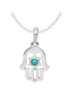 14k White Gold Star of David Turquoise Hamsa Penda | Jewelry | Judaica