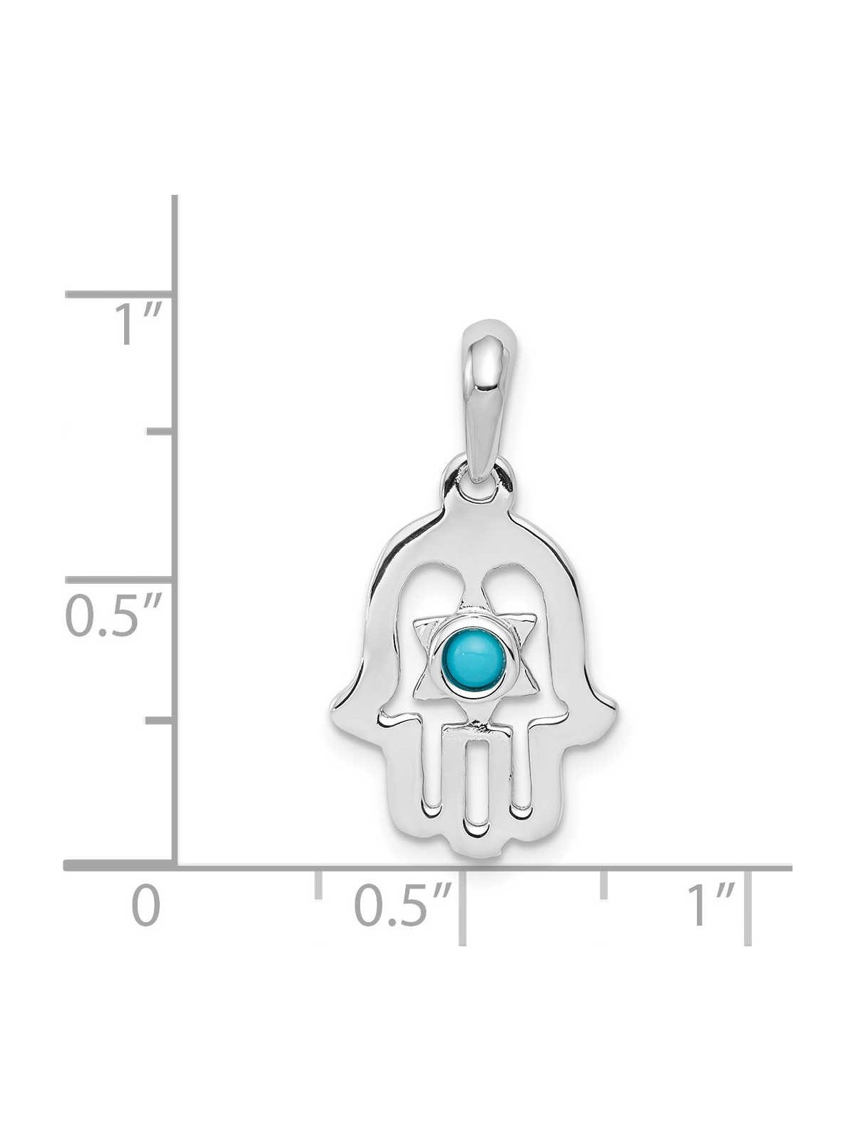 14k White Gold Star of David Turquoise Hamsa Penda | Jewelry | Judaica