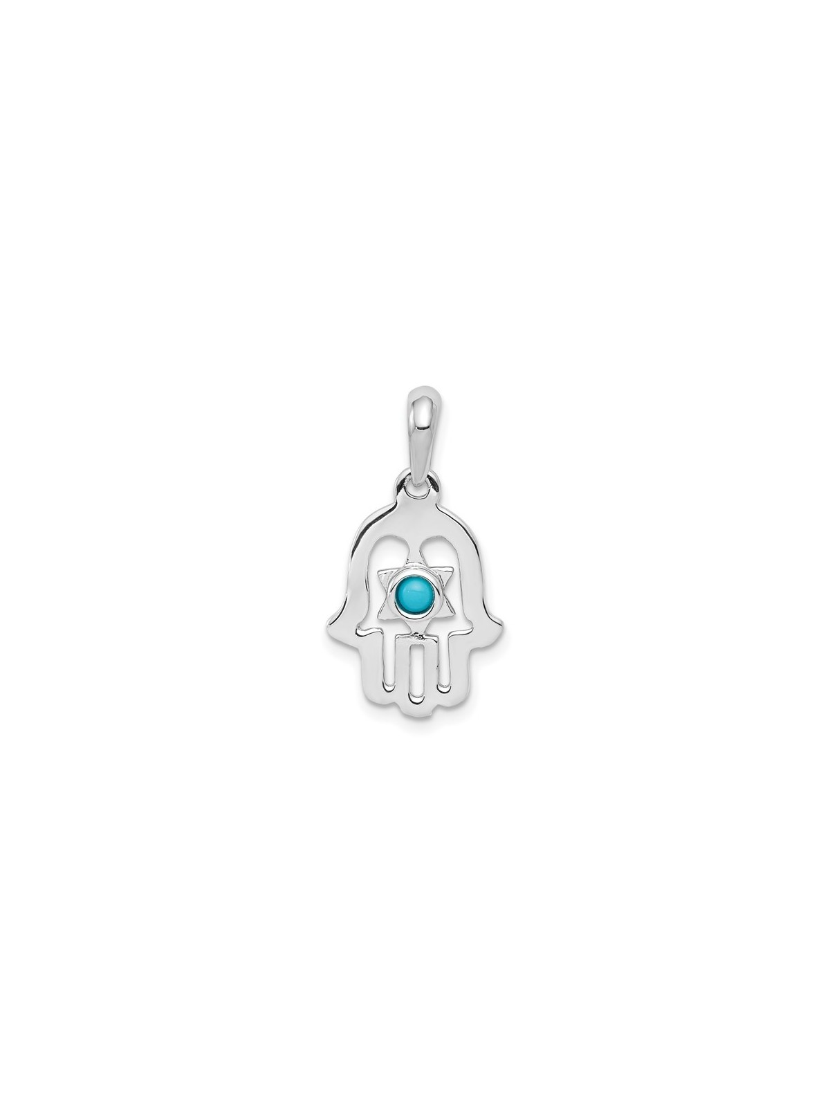 14k White Gold Star of David Turquoise Hamsa Penda | Jewelry | Judaica