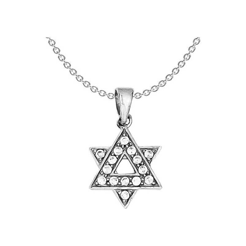Sterling Silver CZ Overlaid Star of David Pendant | Jewelry | Judaica