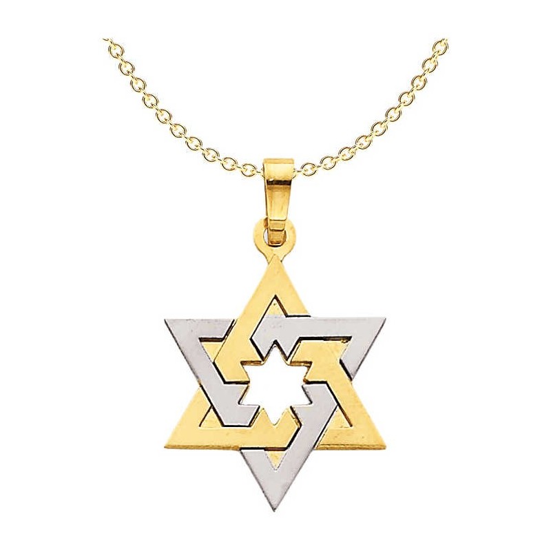 14k Two-Tone Gold Dual Star of David Pendant | Jewelry | Judaica