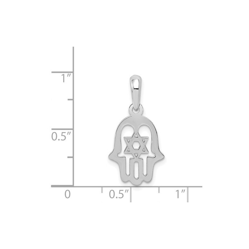 14k White Gold Star of David Hamsa Pendant | Jewelry | Judaica