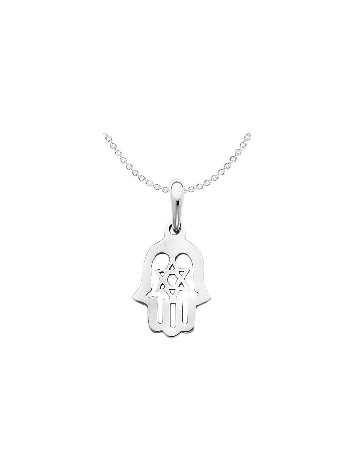 14k White Gold Star of David Hamsa Pendant | Jewelry | Judaica