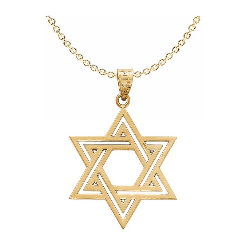 Large 14k Solid Yellow Gold Polished Star of David | Jewelry | Judaica