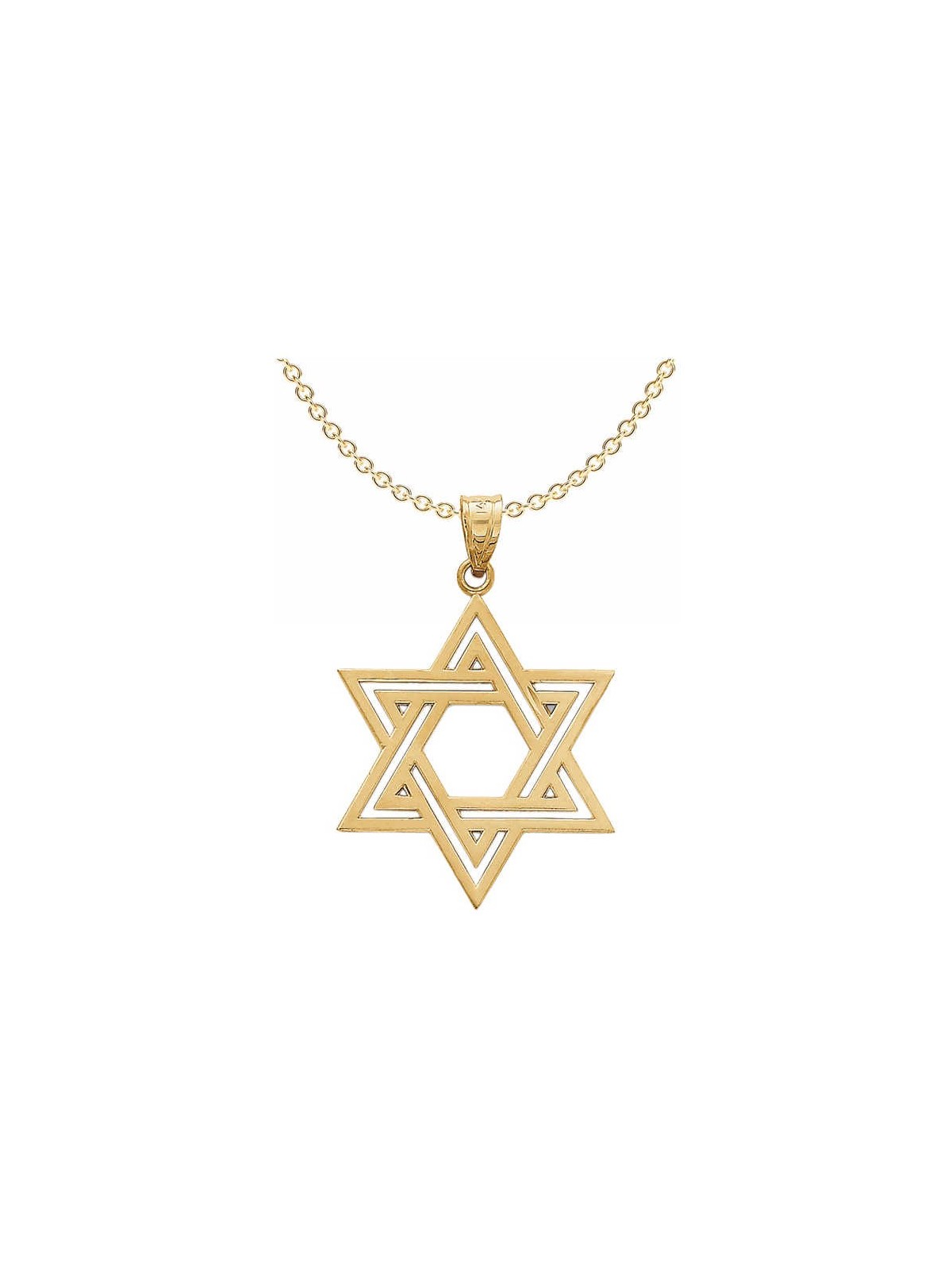Large 14k Solid Yellow Gold Polished Star of David | Jewelry | Judaica
