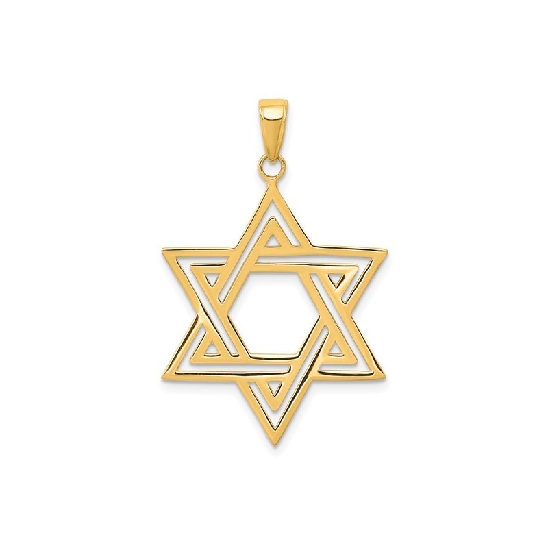 Large 14k Solid Yellow Gold Polished Star of David | Jewelry | Judaica