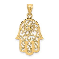 14k Yellow Gold Filigree Eye Hamsa Pendant | Jewelry | Judaica
