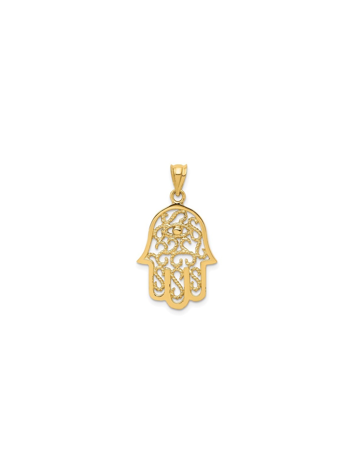 14k Yellow Gold Filigree Eye Hamsa Pendant | Jewelry | Judaica
