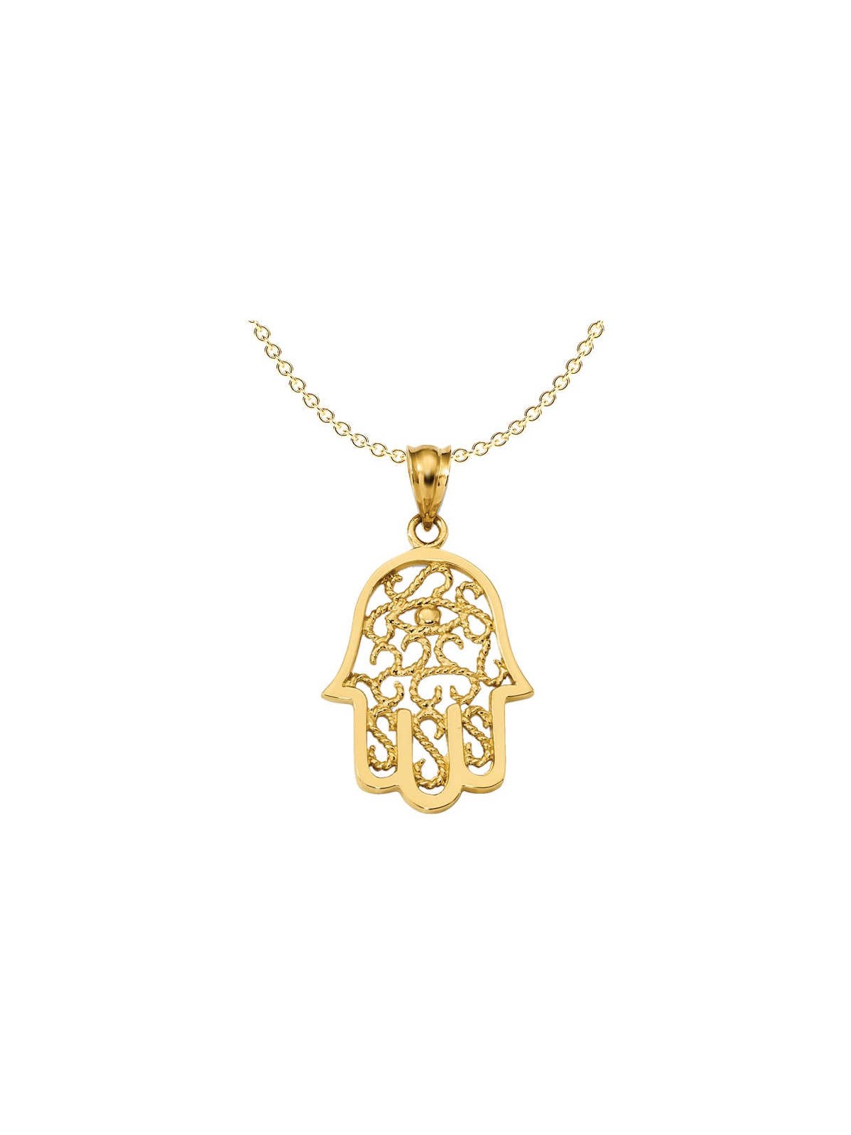 14k Yellow Gold Filigree Eye Hamsa Pendant | Jewelry | Judaica