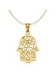 14k Yellow Gold Filigree Eye Hamsa Pendant | Jewelry | Judaica