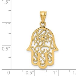 14k Yellow Gold Filigree Eye Hamsa Pendant | Jewelry | Judaica