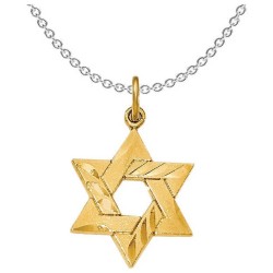 Sterling Silver Gold-Tone Diamond-Cut Star of Davi | Jewelry | Judaica