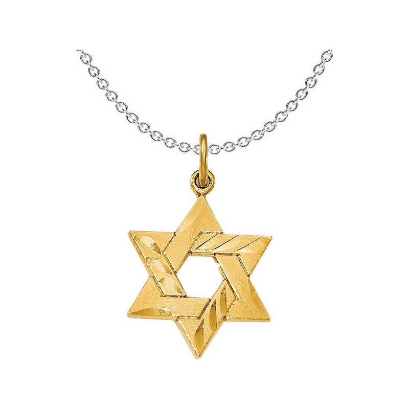 Sterling Silver Gold-Tone Diamond-Cut Star of Davi | Jewelry | Judaica