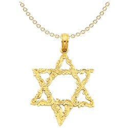 14k Yellow Gold Ornate Star of David Pendant | Jewelry | Judaica