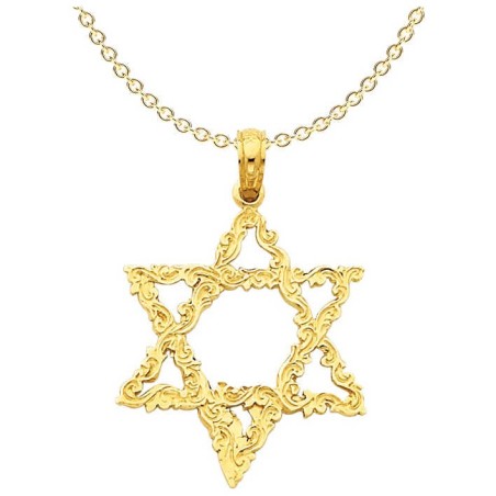 14k Yellow Gold Ornate Star of David Pendant | Jewelry | Judaica