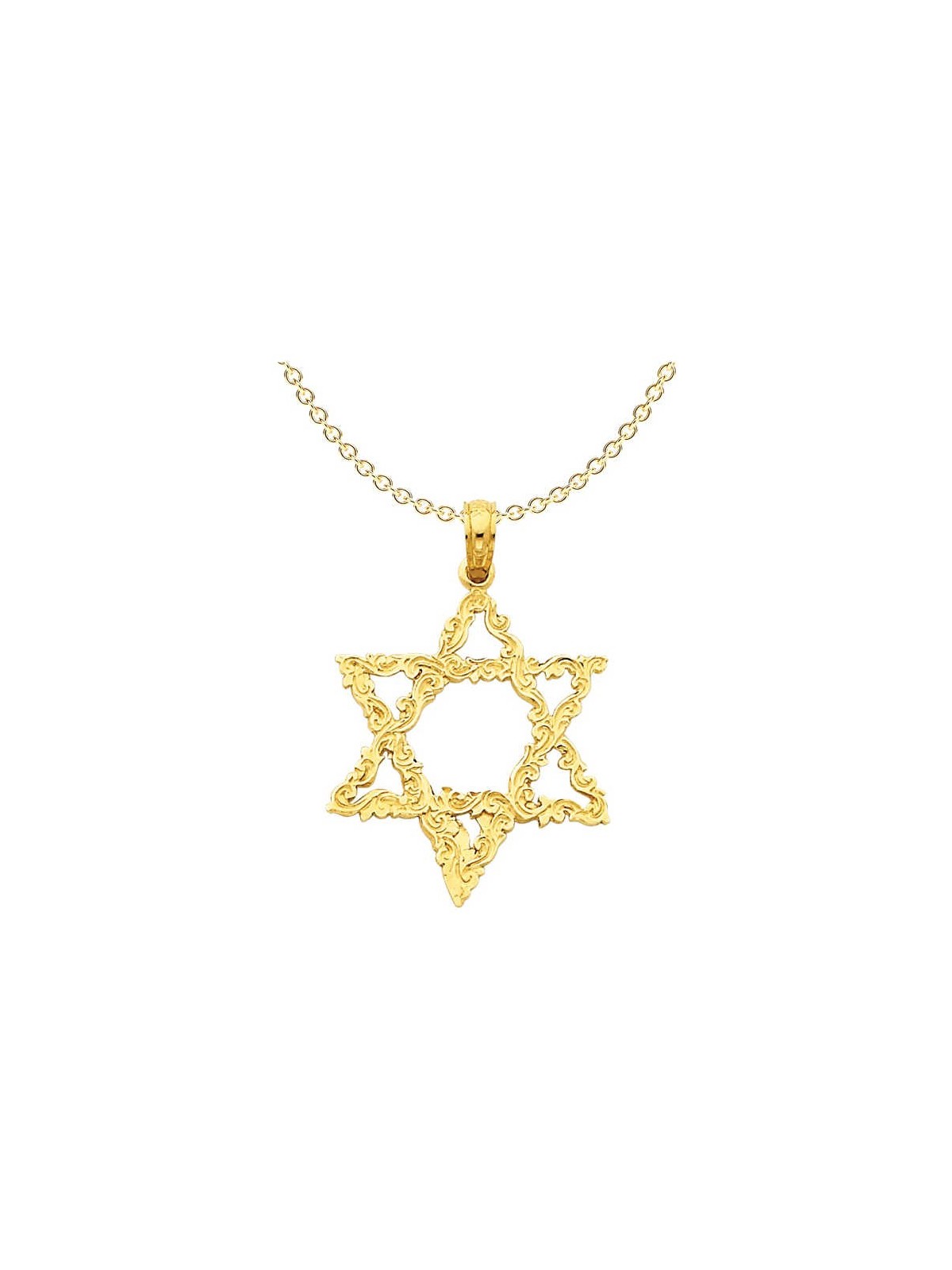 14k Yellow Gold Ornate Star of David Pendant | Jewelry | Judaica