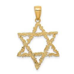 14k Yellow Gold Ornate Star of David Pendant | Jewelry | Judaica