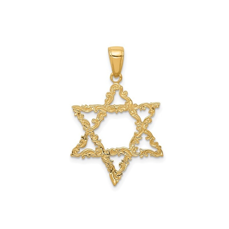 14k Yellow Gold Ornate Star of David Pendant | Jewelry | Judaica