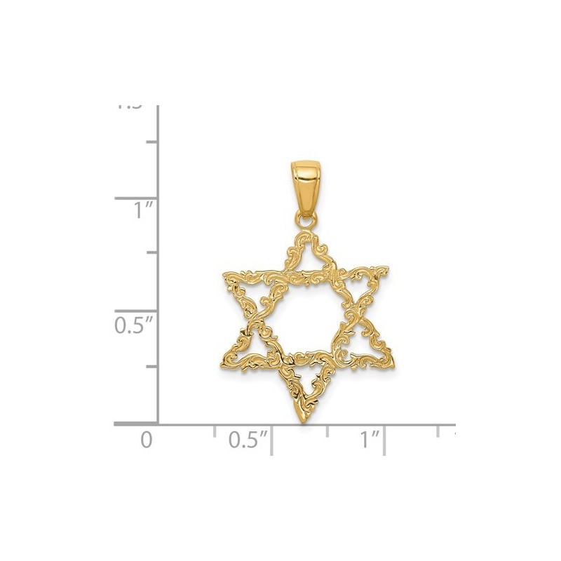 14k Yellow Gold Ornate Star of David Pendant | Jewelry | Judaica
