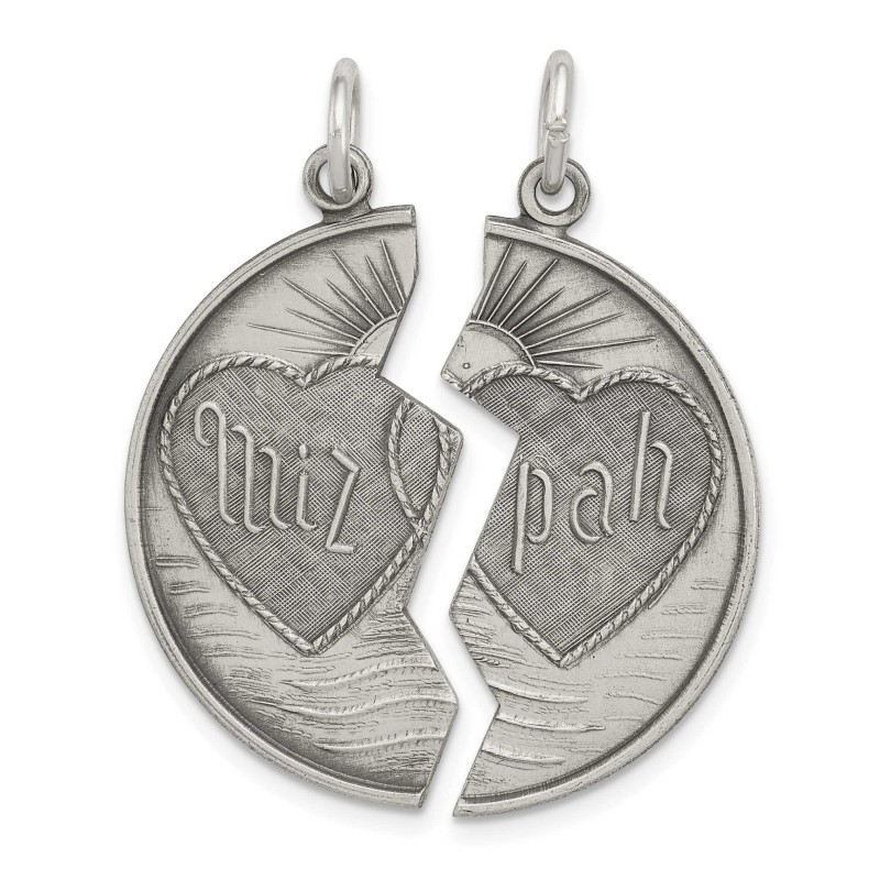 2-Piece Reversible Sterling Silver Antiqued Mizpah | Jewelry | Judaica