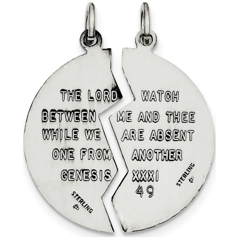 2-Piece Reversible Sterling Silver Antiqued Mizpah | Jewelry | Judaica