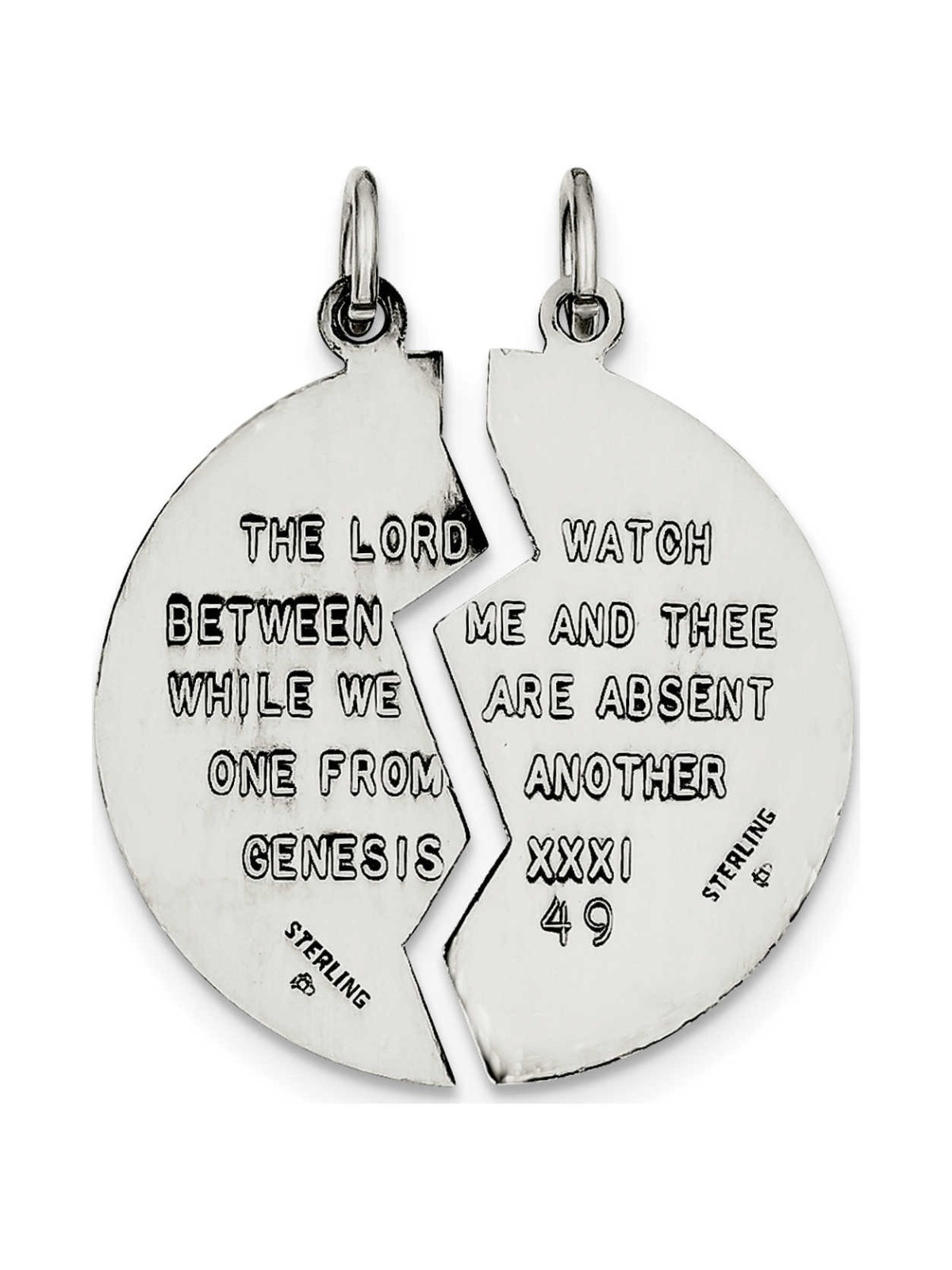 2-Piece Reversible Sterling Silver Antiqued Mizpah | Jewelry | Judaica