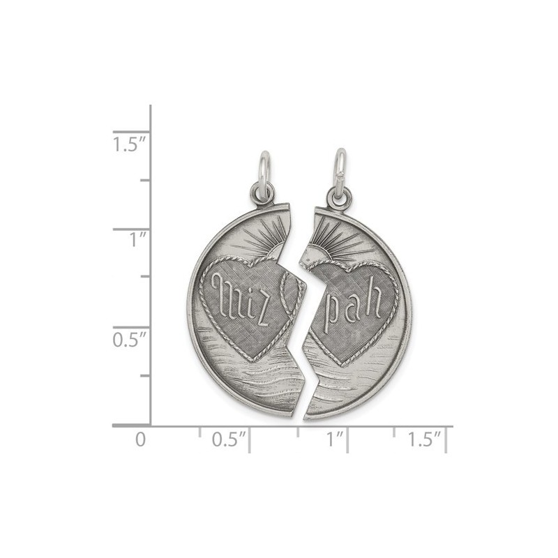 2-Piece Reversible Sterling Silver Antiqued Mizpah | Jewelry | Judaica
