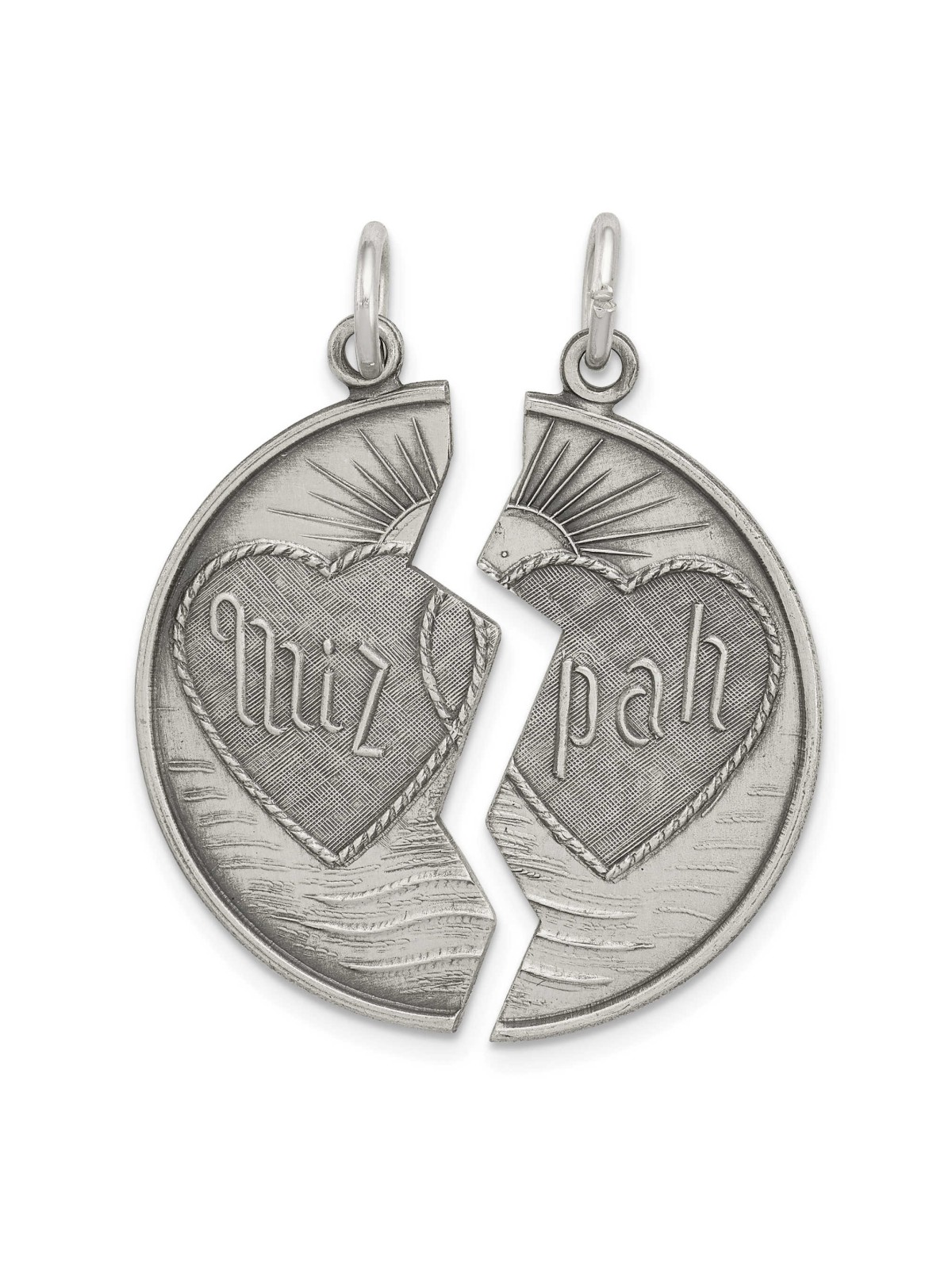 2-Piece Reversible Sterling Silver Antiqued Mizpah | Jewelry | Judaica
