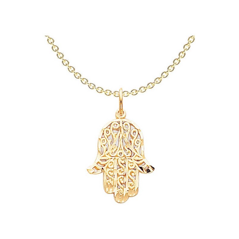 10k Yellow Gold Filigree Hamsa Pendant | Jewelry | Judaica