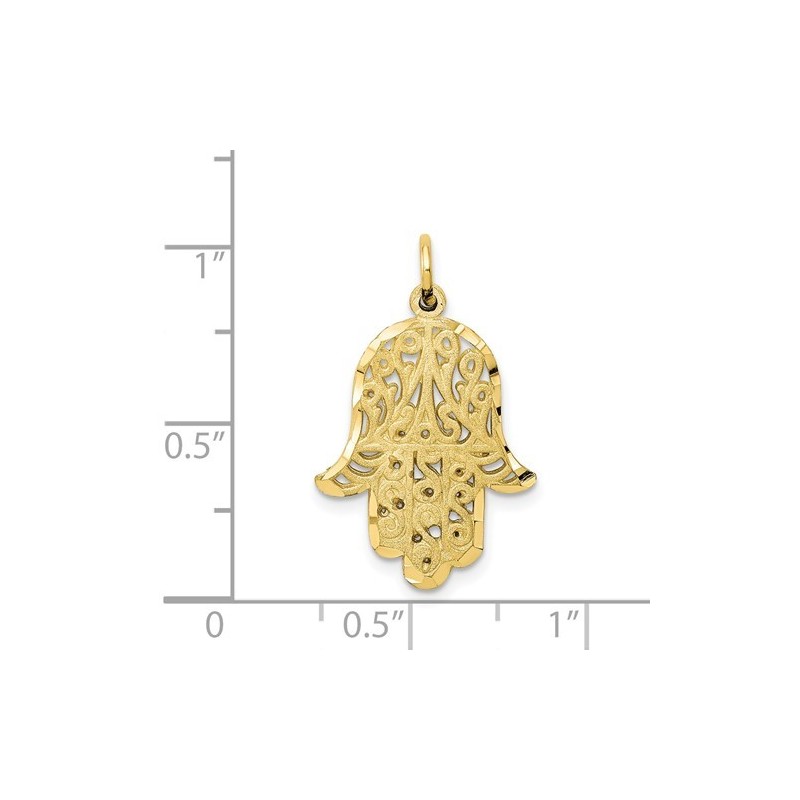 10k Yellow Gold Filigree Hamsa Pendant | Jewelry | Judaica