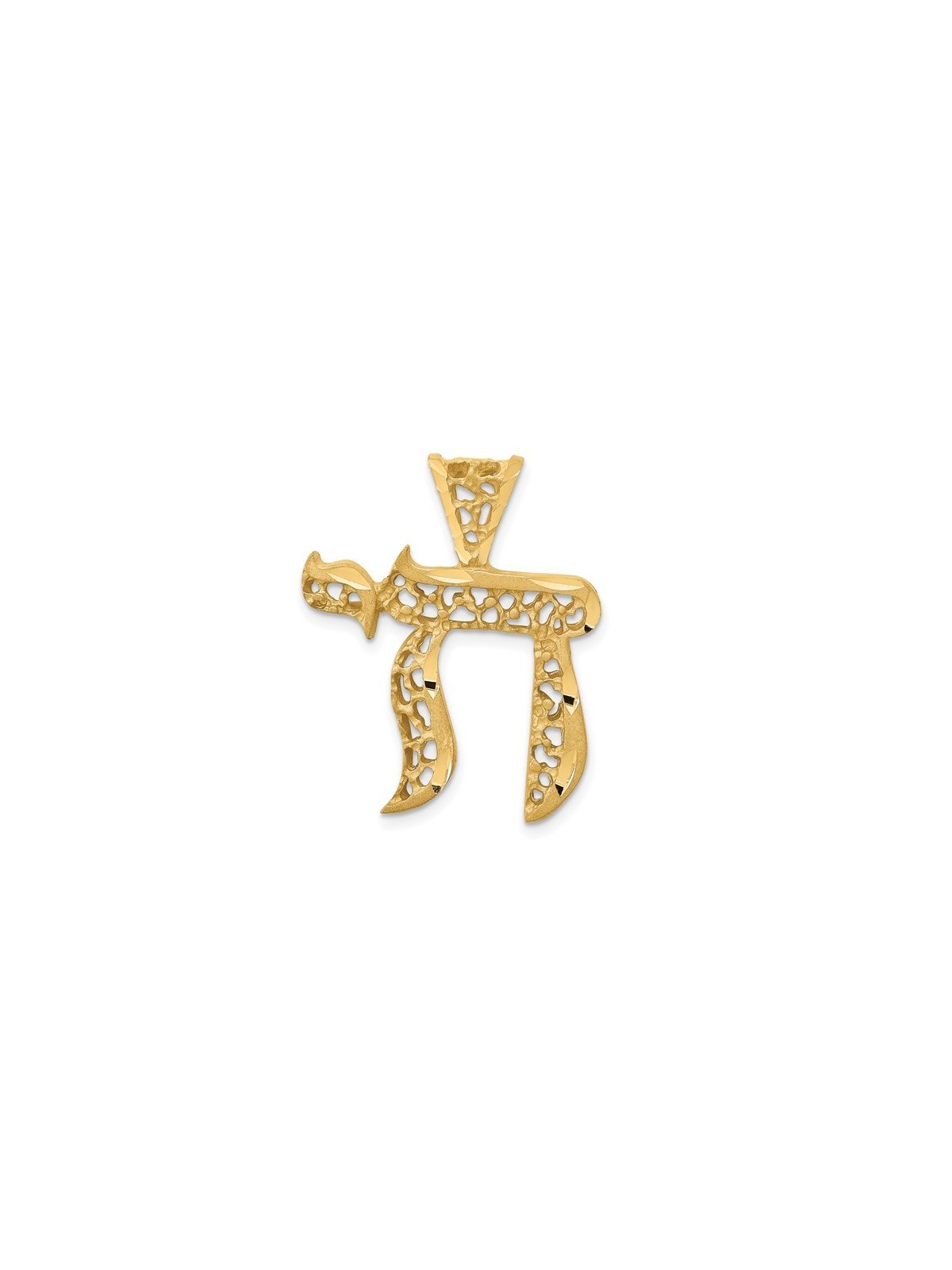 14k Yellow Gold Openwork Filigree Chai Pendant | Jewelry | Judaica
